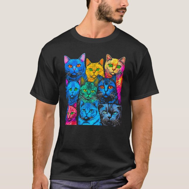 British Shorthair Cat Pop Design T Shirt (Framsida)