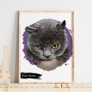 British Shorthair Cat Print Skriv ut kattvägg Poster