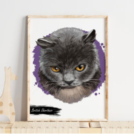 British Shorthair Cat Print | Skriv ut kattvägg Poster