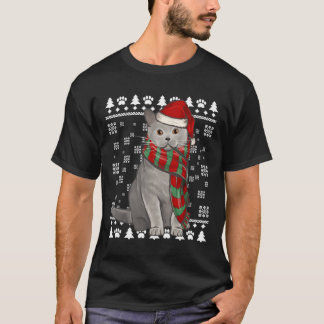 British Shorthair Cat Santa Hat Julafton Ugly Chri T Shirt