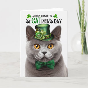 British Shorthair Cat St CATrick's Day Lucky Charm Helgkort