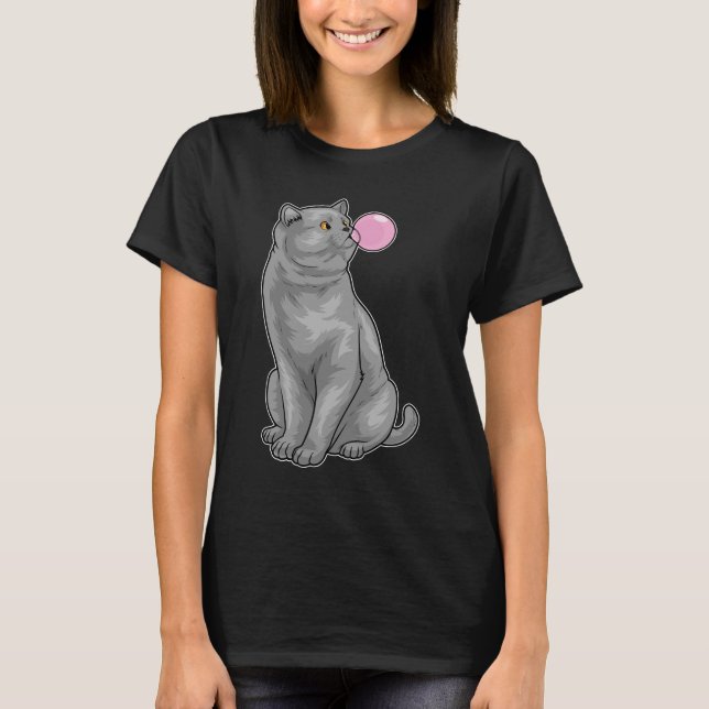 British Shorthair Chewing gum T Shirt (Framsida)