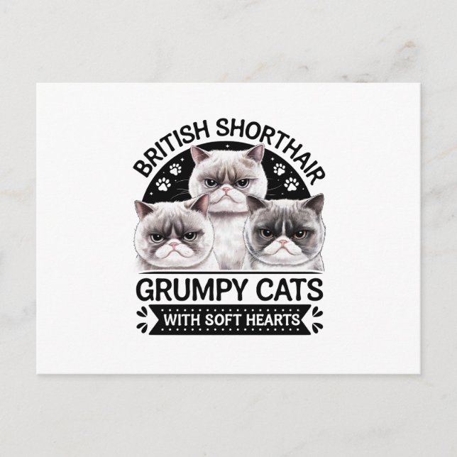 British Shorthair Grumpy Cats Vykort (Framsida)