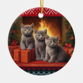 British shorthair kittens christmas julgransprydnad keramik
