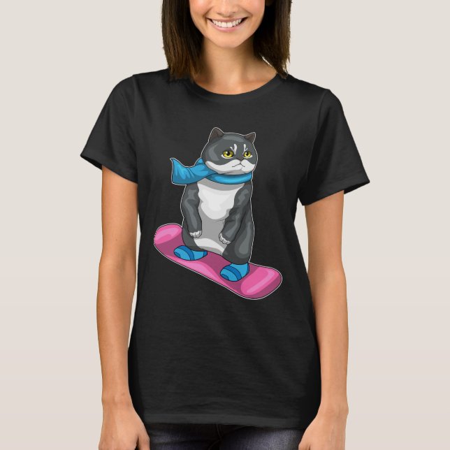 British Shorthair Snowboard Winter sport T Shirt (Framsida)