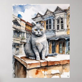 British Shorthold Cat - Cat Art Print - British Poster
