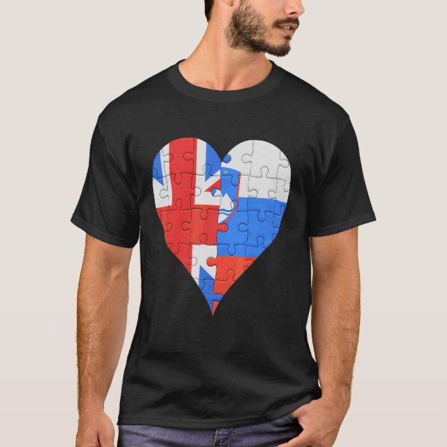 British Slovenska Flagga Heart T Shirt (Framsida)