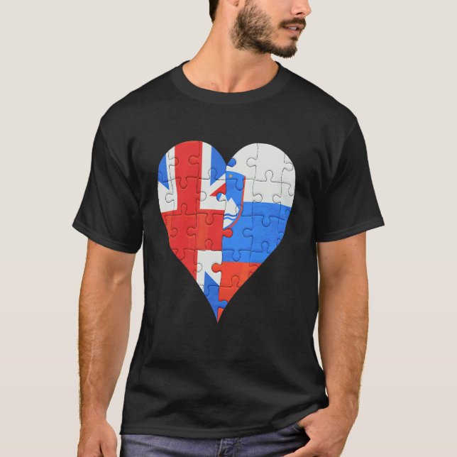 British Slovenska Flagga Heart T Shirt (Framsida)