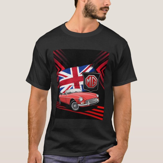 British Sports Car Mg Mgb Conversible T Shirt (Framsida)