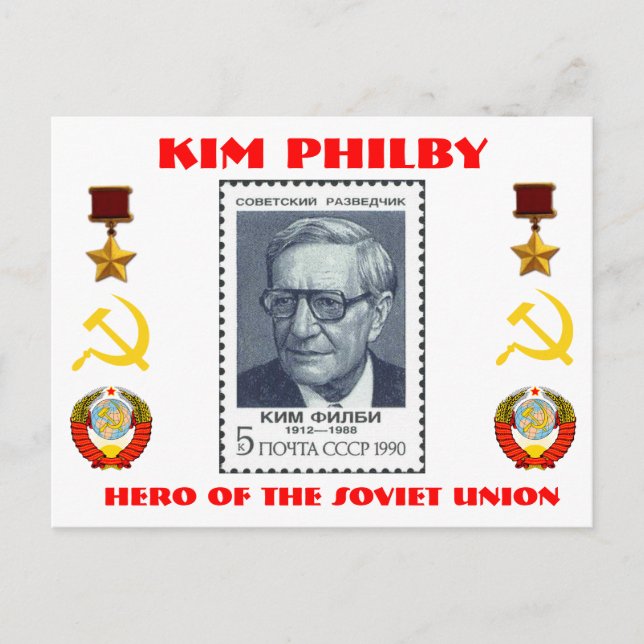 British Spy Kim Philby, Hero of the Sovjetunionen Vykort (Framsida)