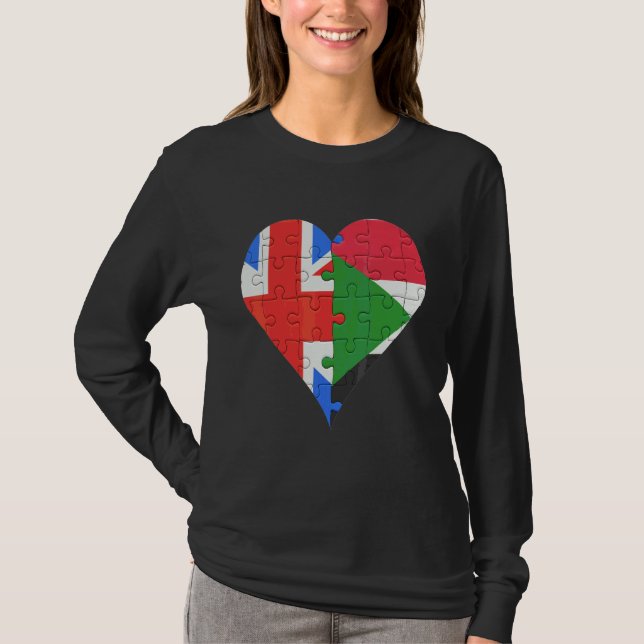 British Sudanese Flagga Heart T Shirt (Framsida)