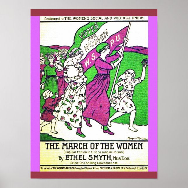 British Suffragettes Colorful March Women & Girls Poster (Framsidan)