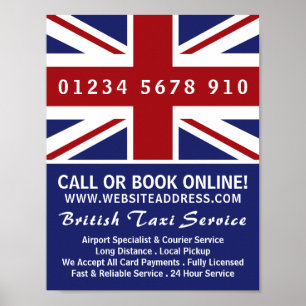 British Taxi Firm Flagga Advertising Poster