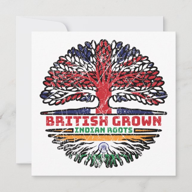 British Träd Roots, Indien, Förenade kungariket Kort (Framsida)