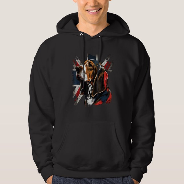 British UK Basset Hound on Great Britain Basset Ho Hoodie (Framsida)