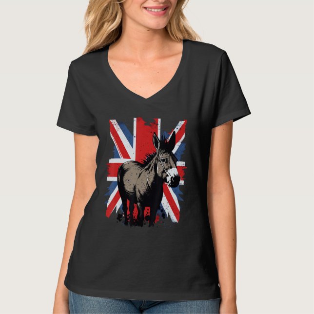 British UK Donkey on Underbar Britain Donkey T Shirt (Framsida)