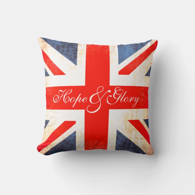 British UK flagga hope & glory antiquory pelare Kudde (Framsida)