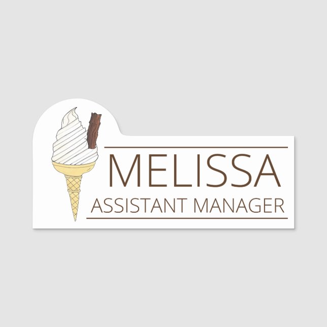 British UK Soft  Ice Cream Van Vanilla Cone Namnbricka (Framsida)