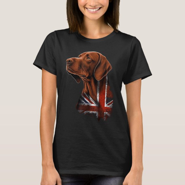 British UK Vizsla on Great Britain Vizsla T Shirt (Framsida)