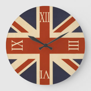 British Union Flagga Roman Numerals Stor Klocka