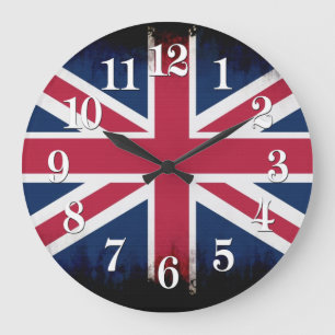 British Union Flagga Union Jack Patriotic Design Stor Klocka