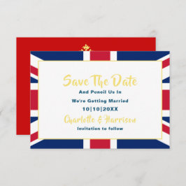British Union Jack Flagga Destination Wedding Spara Datumet