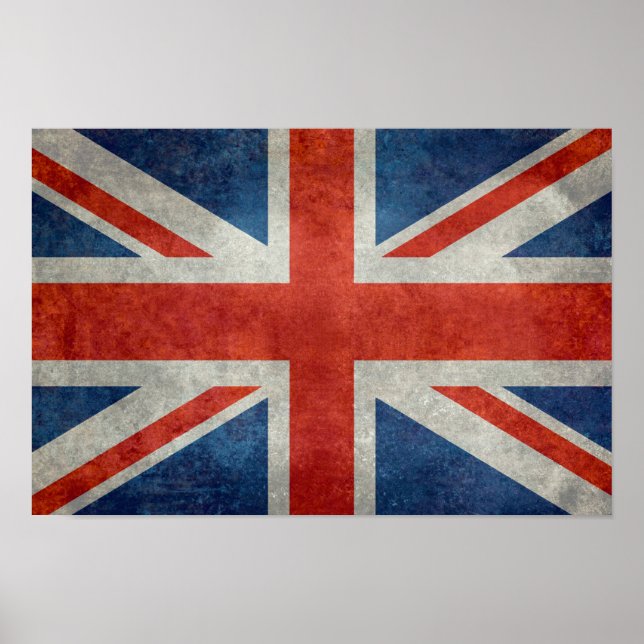 British Union Jack flagga retro stil art Poster (Framsidan)