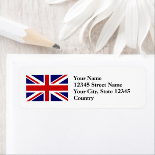 British Union Jack flagga returetiketters Returadress Etikett