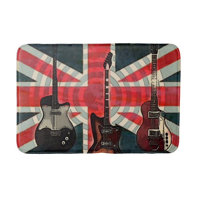 British Union Jack Flagga Sten Roll Electric Guita Badrumsmatta (Framsidan)