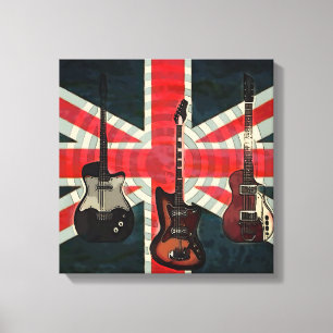 British Union Jack Flagga Sten Roll Electric Guita Canvastryck