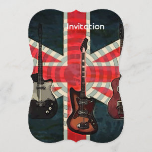 British Union Jack Flagga Sten Roll Electric Guita Inbjudningar