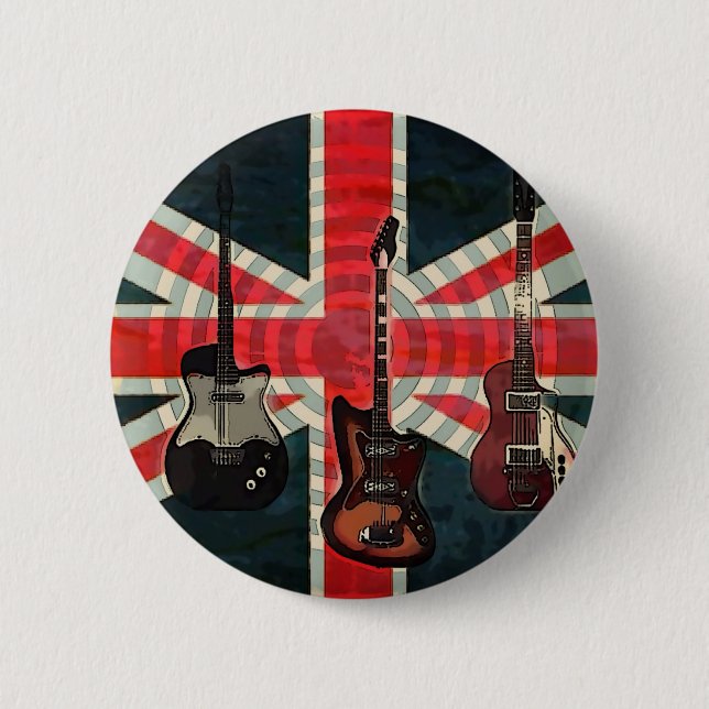 British Union Jack Flagga Sten Roll Electric Guita Knapp (Framsida)