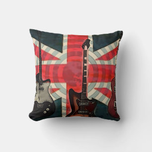 British Union Jack Flagga Sten Roll Electric Guita Kudde