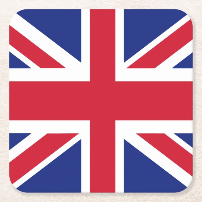 British Union Jack Flagga Underlägg Papper Kvadrat (Framsidan)