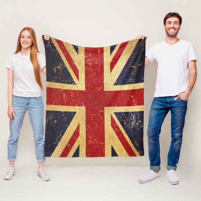 British Union Jack Flagga Vintage Fleecefilt (På plats)