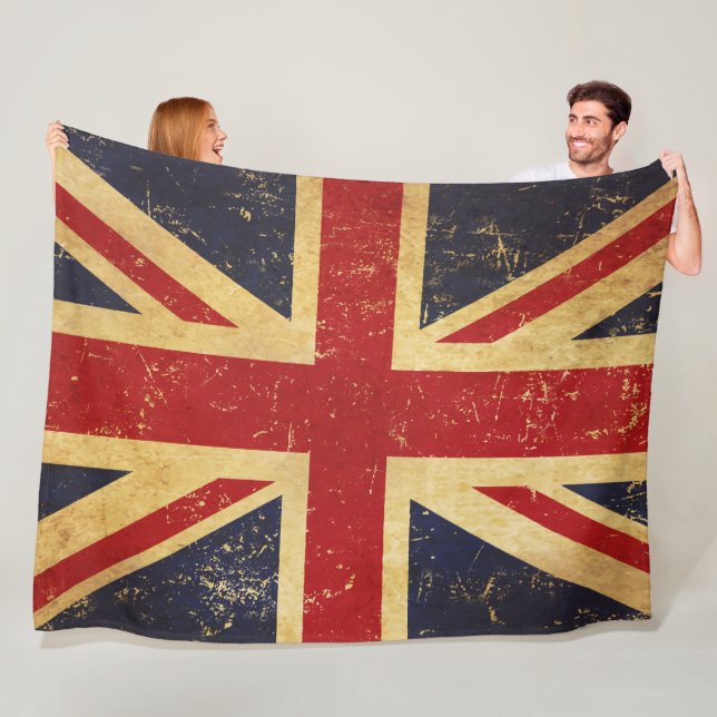 British Union Jack Flagga Vintage Fleecefilt (På plats)