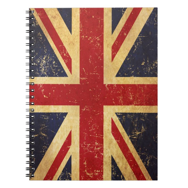 British Union Jack Flagga Vintage Notebook Anteckningsbok (Framsidan)