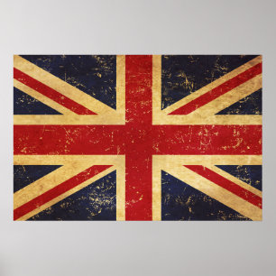 British Union Jack Flagga Vintage Poster