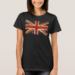 British Union Jack Flagga Vintage Women's Black T Shirt