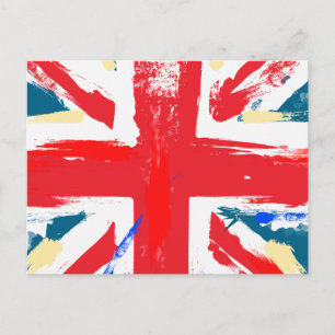 British Union Jack Flagga Vintage Worn Vykort