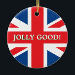 British Union Jack Julgransprydnad Keramik<br><div class="desc">Julprat med brittisk Flagga och "Jolly Bra" text</div>