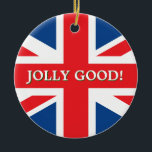 British Union Jack Julgransprydnad Keramik<br><div class="desc">Julprat med brittisk Flagga och "Jolly Bra" text</div>
