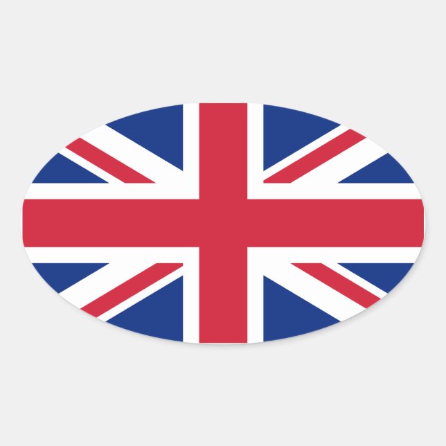 British Union Jack Ovalt Klistermärke (Framsida)