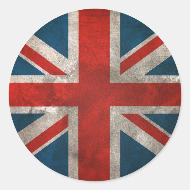 British Union Jack Runt Klistermärke (Framsida)