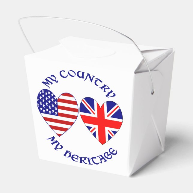 British USA Heart Flaggor Land Heritage Presentaskar (Baksidan Sidan)