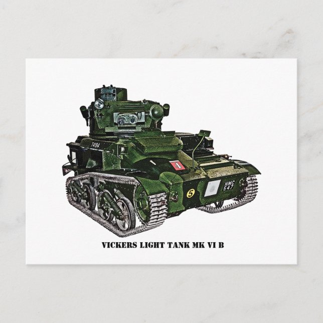 British Vickers Light Tank VI B Vykort (Framsida)