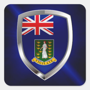 British Virgin Islands Mettalic Emblem Fyrkantigt Klistermärke