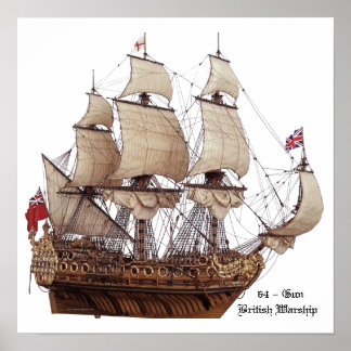 British Warship Model från 1700-talet Poster