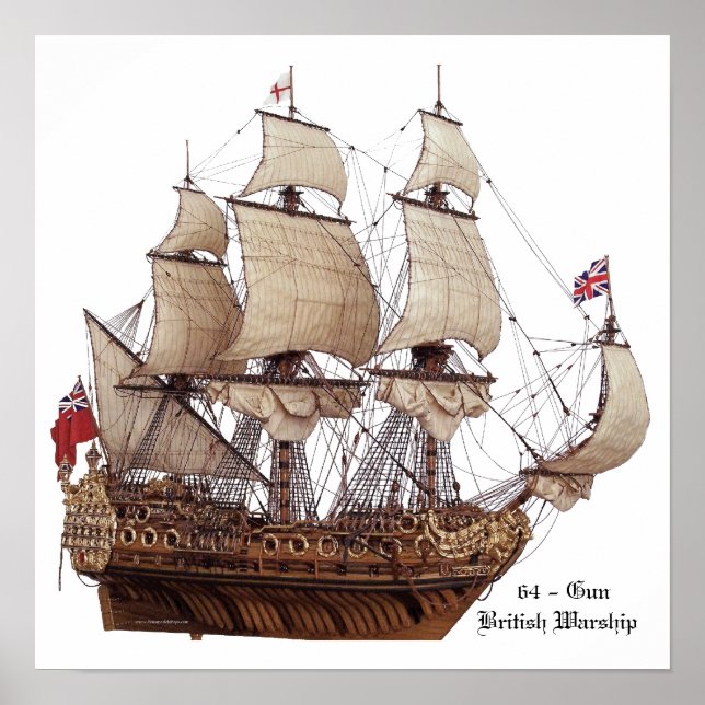 British Warship Model från 1700-talet Poster (Framsidan)