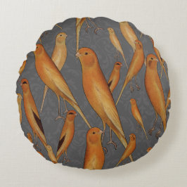 British Yorkshire Canary Grått Brocade Background Rund Kudde